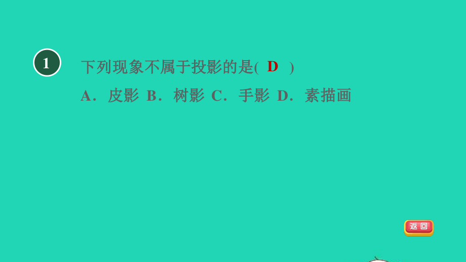 2021秋九年级数学上册第五章投影与视图1投影5.1.1投影与中心投影习题课件新版北师大版20210915126.pptx_第3页