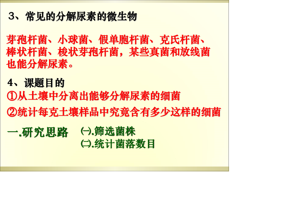 选修一2.2土壤中分解尿素的细菌的分离和计数.ppt_第3页