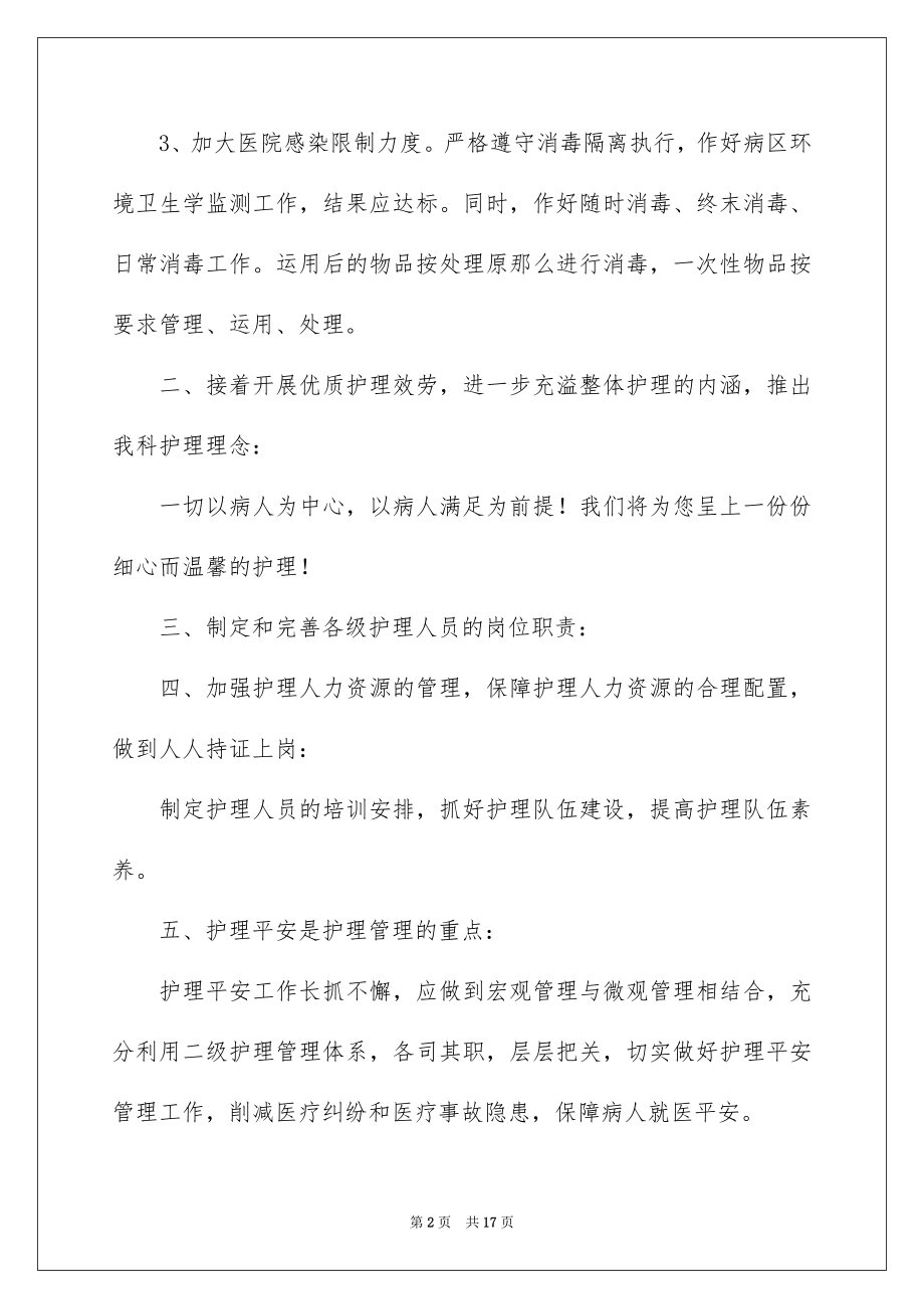 2023护理的工作计划安排范文.docx_第2页