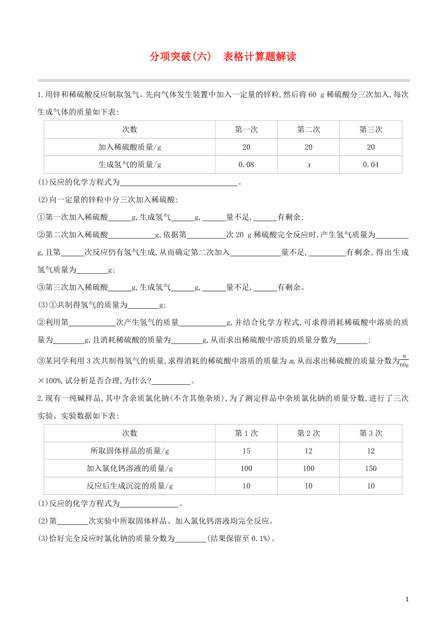 福建专版2023学年中考化学复习方案分项突破06表格计算题解读试题.docx_第1页