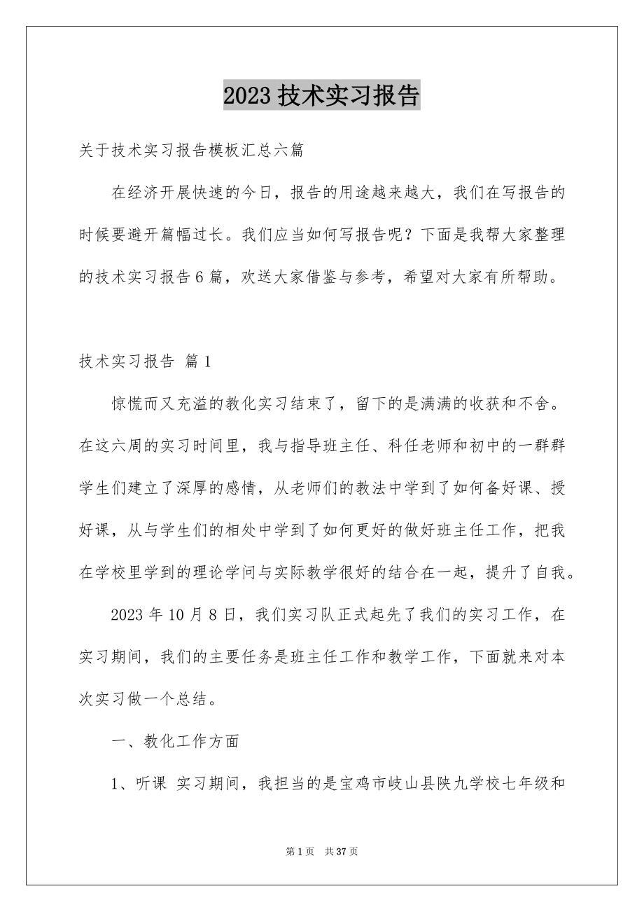 2023技术实习报告17范文.docx_第1页