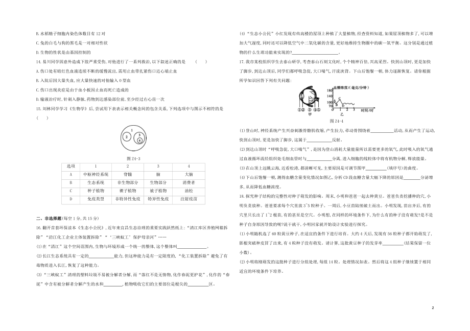 江西专版2023学年中考生物复习方案中考模拟04试题.docx_第2页