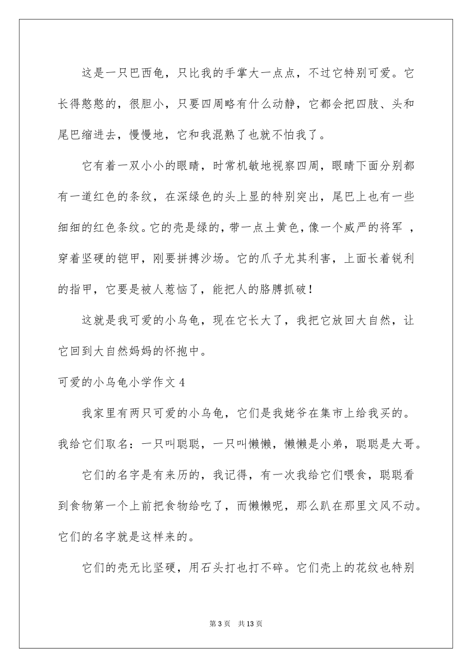 2023年可爱的小乌龟小学作文3.docx_第3页