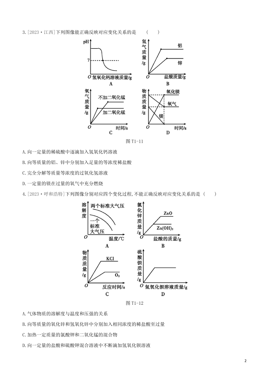 鄂尔多斯专版2023学年中考化学复习方案题型突破01坐标图像题试题.docx_第2页