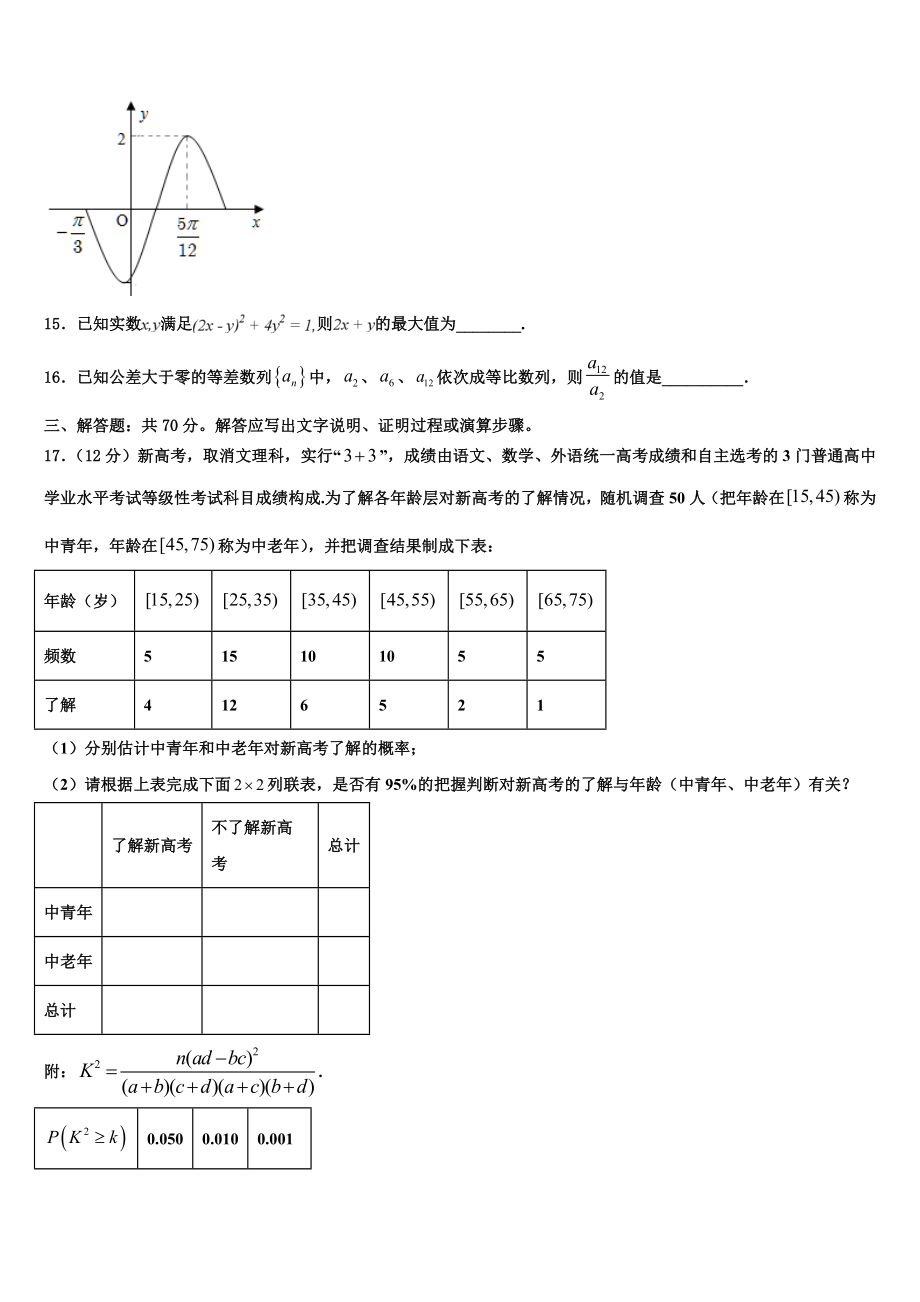 2023届山西省吕梁市重点中学高三六校第一次联考数学试卷（含解析）.doc_第3页