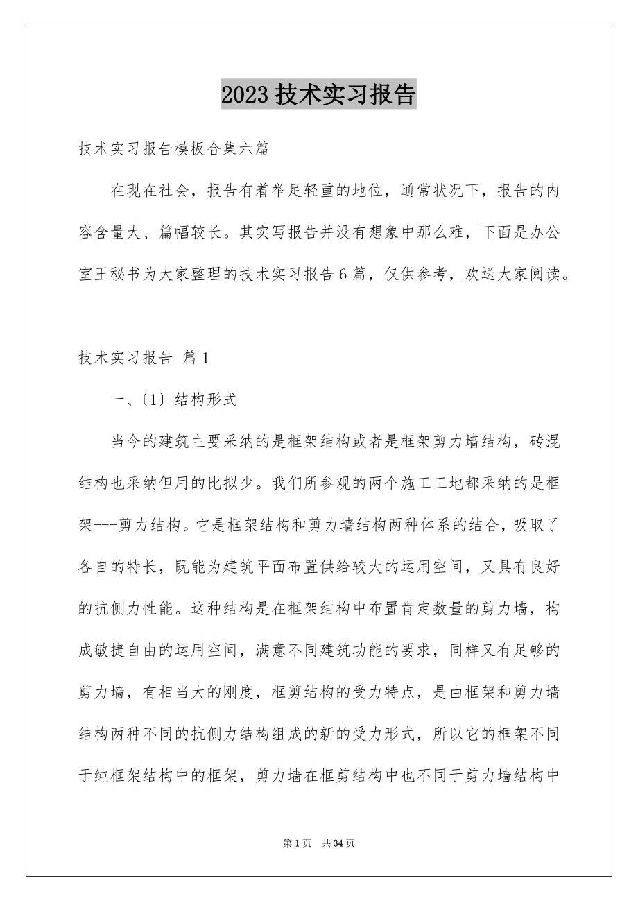 2023技术实习报告12范文.docx_第1页