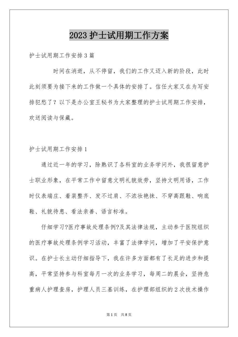 2023护士试用期工作计划1范文.docx_第1页