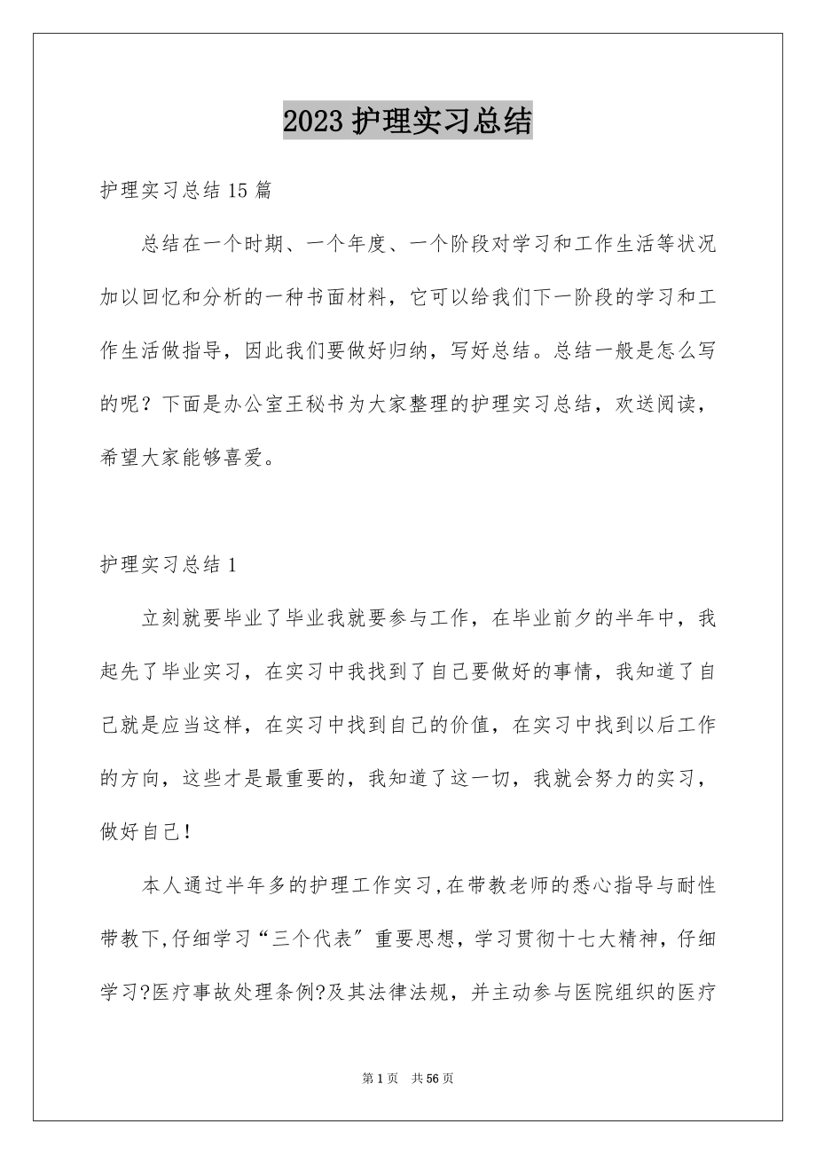 2023护理实习总结8范文.docx_第1页