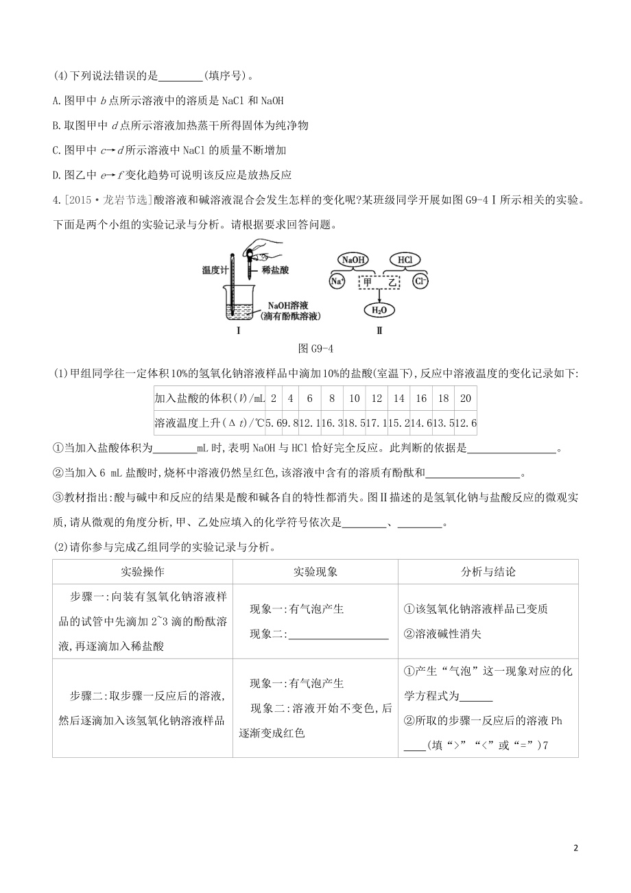 福建专版2023学年中考化学复习方案专项09中和反应及探究试题.docx_第2页