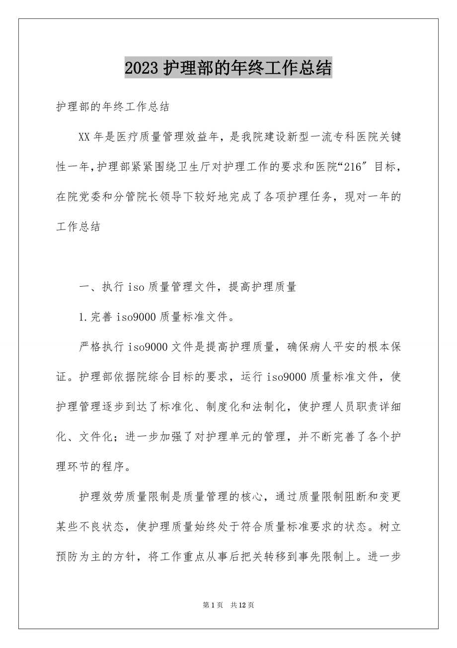 2023护理部的年终工作总结范文.docx_第1页