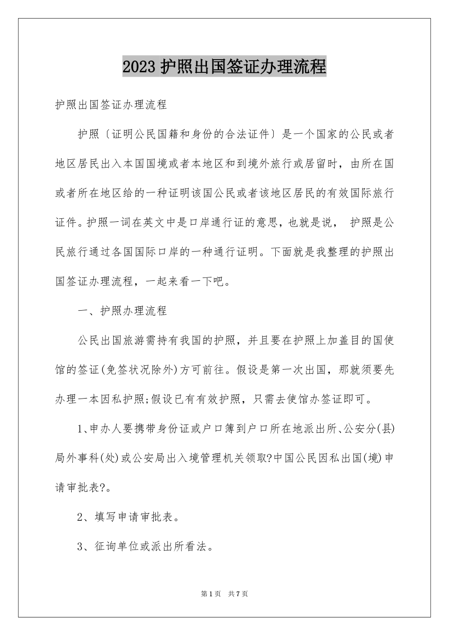 2023护照出国签证办理流程范文.docx_第1页