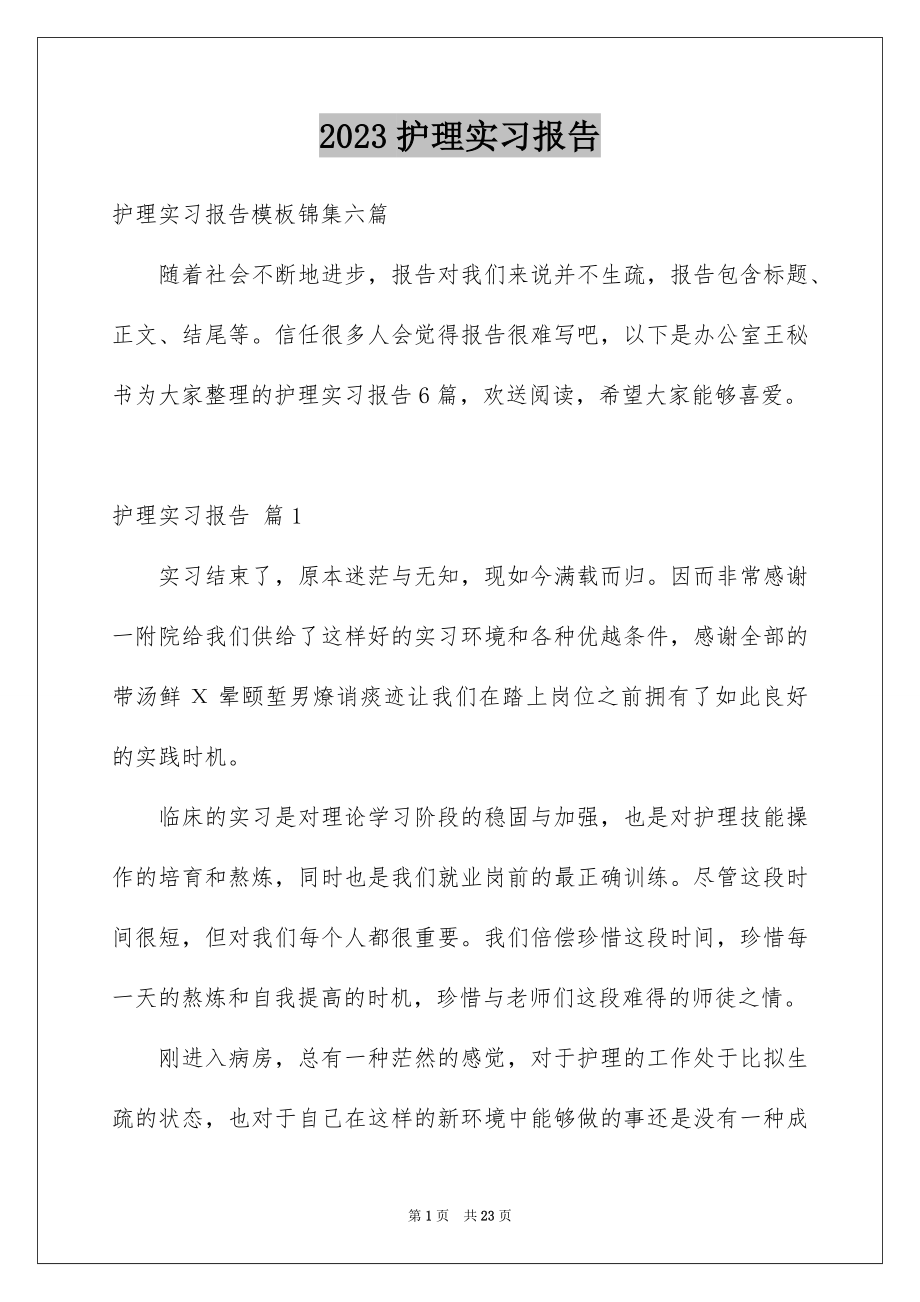 2023护理实习报告11范文.docx_第1页