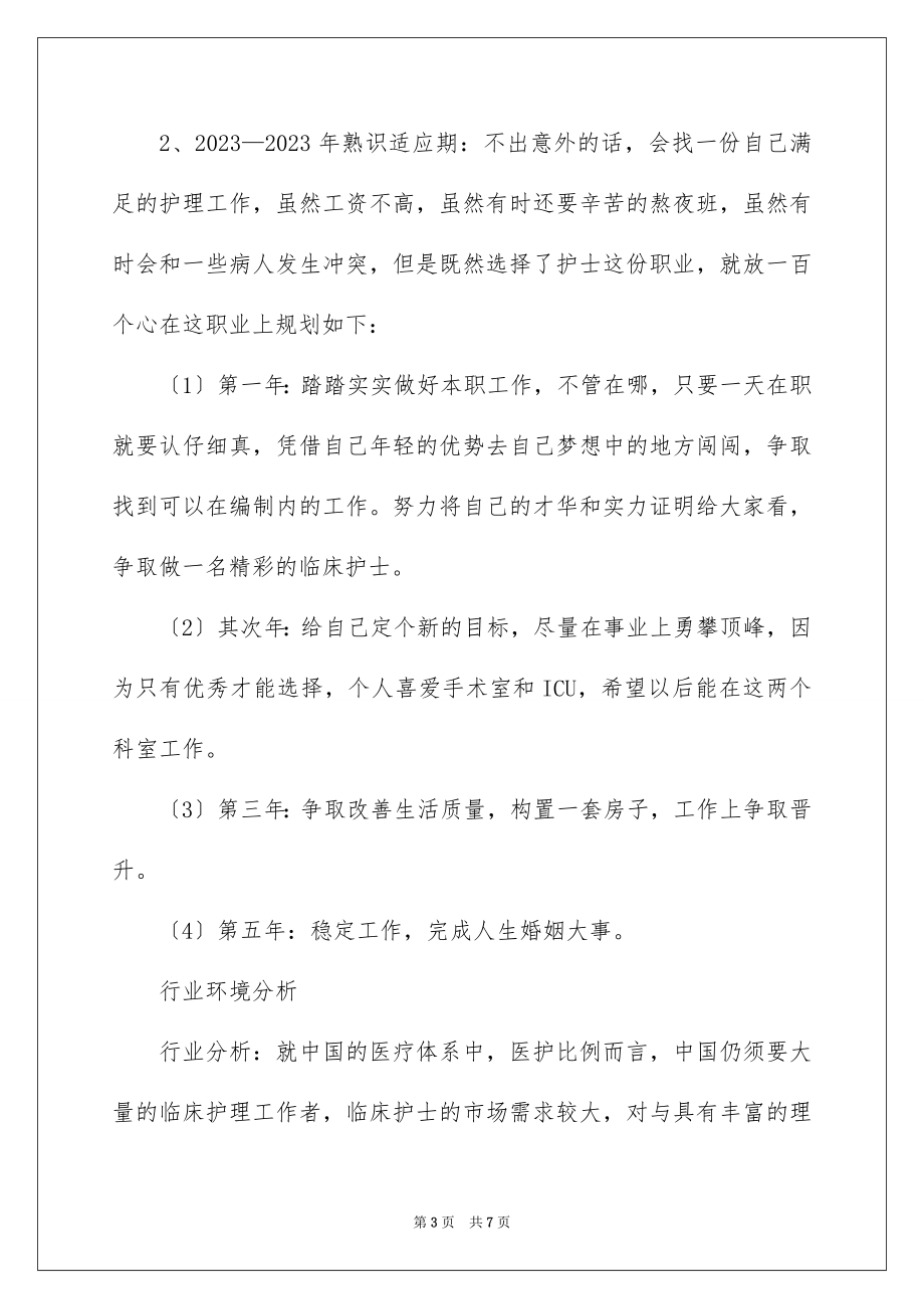 2023护士职业规划参考范文.docx_第3页