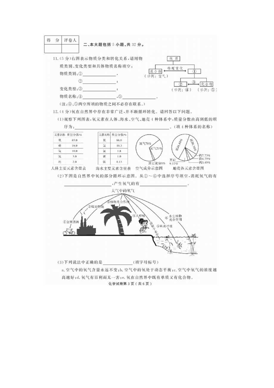 2023年安徽省芜湖市中考化学试题（扫描版有答案）初中化学.docx_第3页