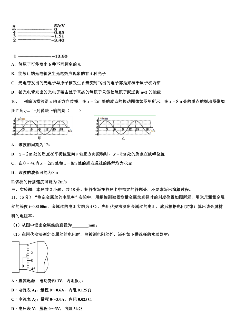 吉林省长春市一五0中学2023学年物理高二下期末学业质量监测试题（含解析）.doc_第3页