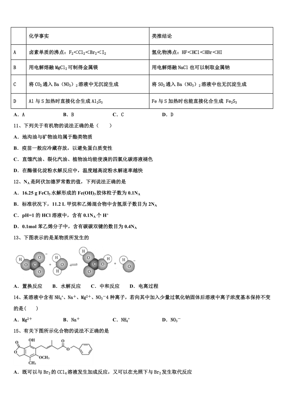 2023届吉林省长春市榆树市化学高二下期末调研模拟试题（含解析）.doc_第3页