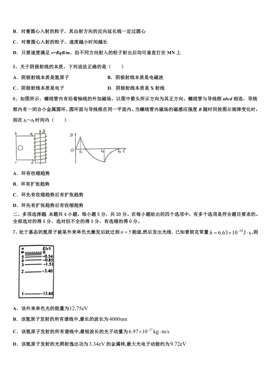 吉林省永吉县实验高级中学2023学年物理高二下期末复习检测试题（含解析）.doc_第2页