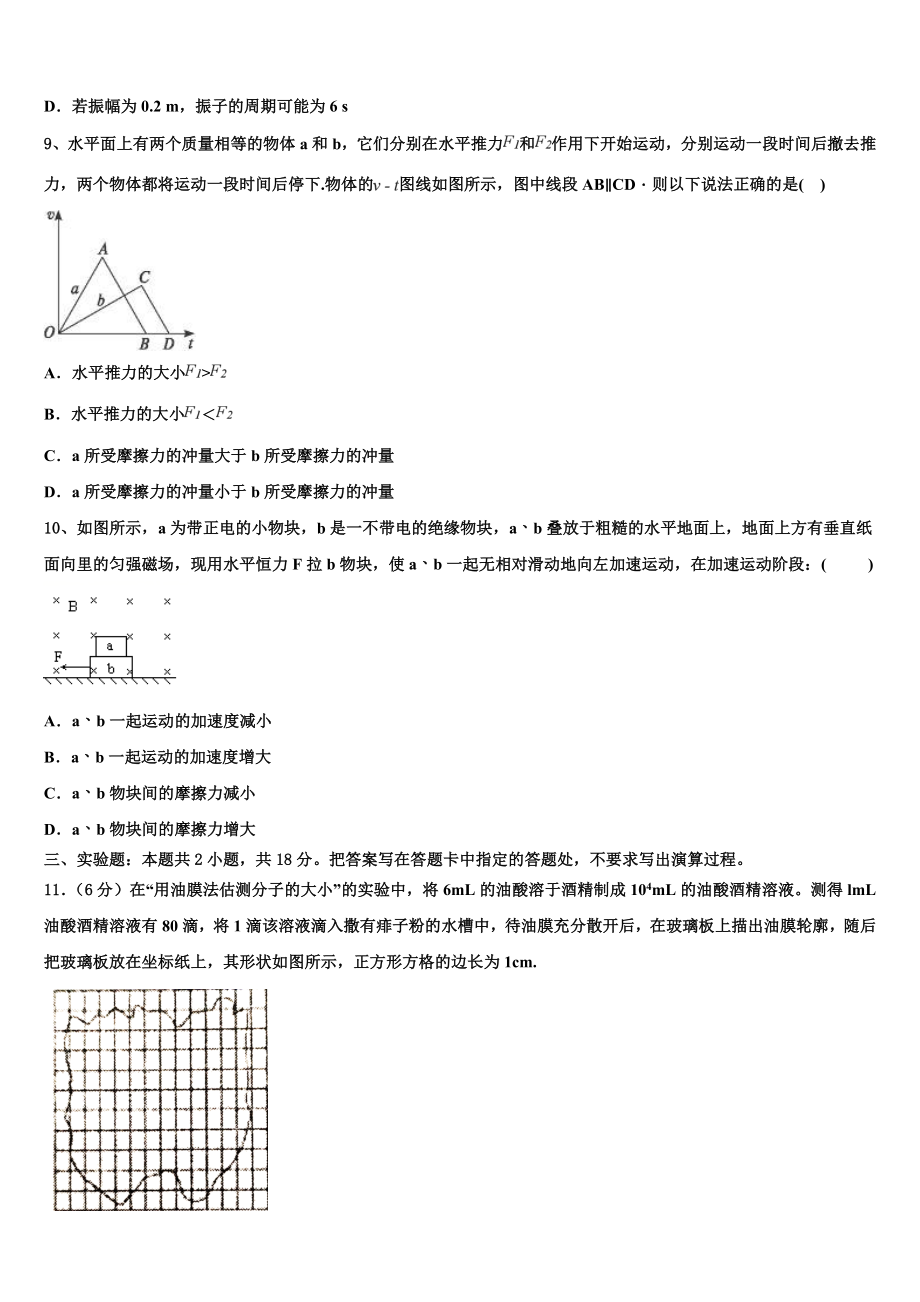 2023届江苏省宿迁市马陵中学高二物理第二学期期末监测试题（含解析）.doc_第3页