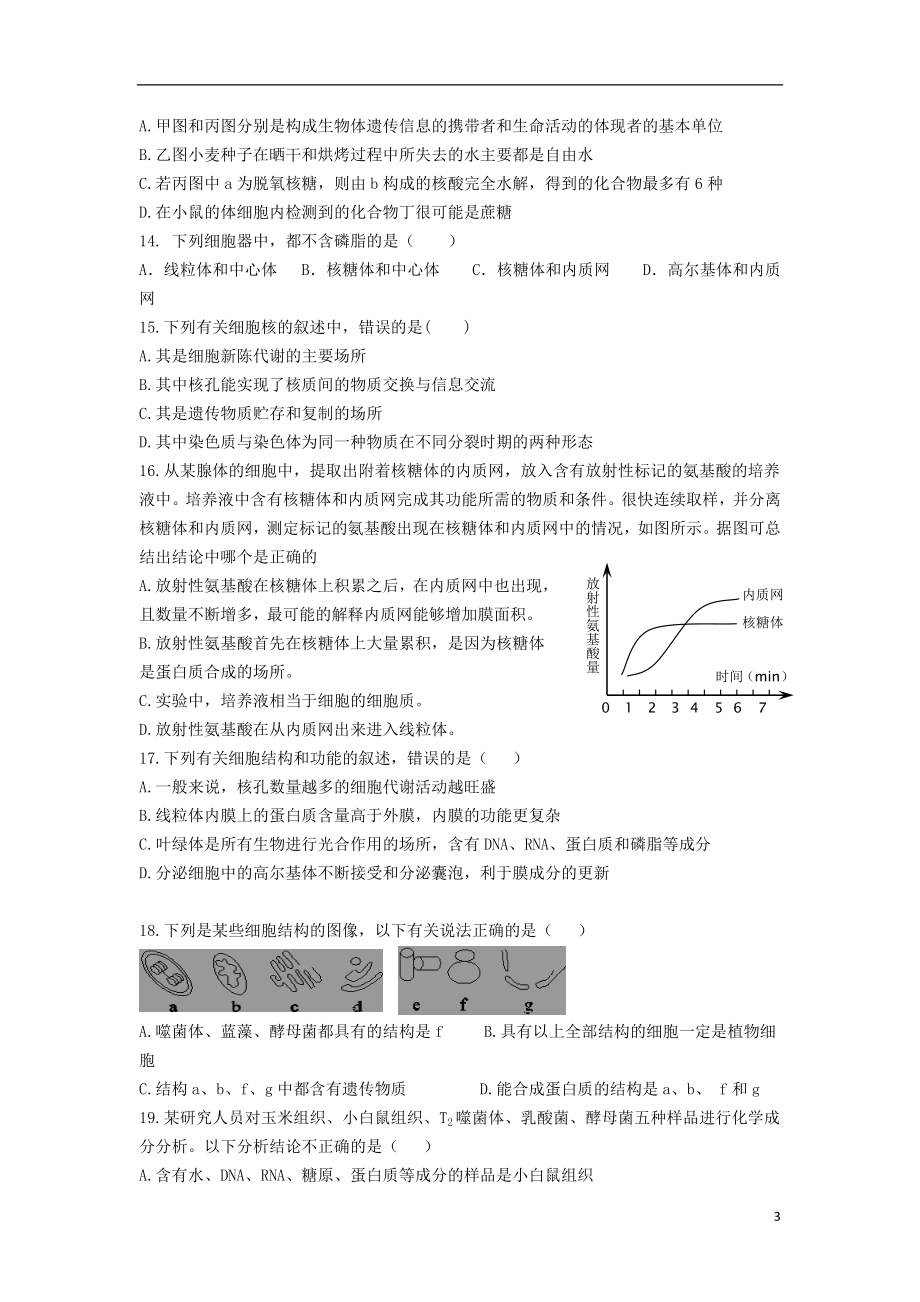 内蒙古包钢一中2023学年高一生物上学期期中试题.doc_第3页