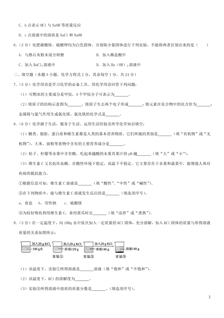 贵州省黔西南州2023学年年中考化学真题试卷含解析.docx_第2页