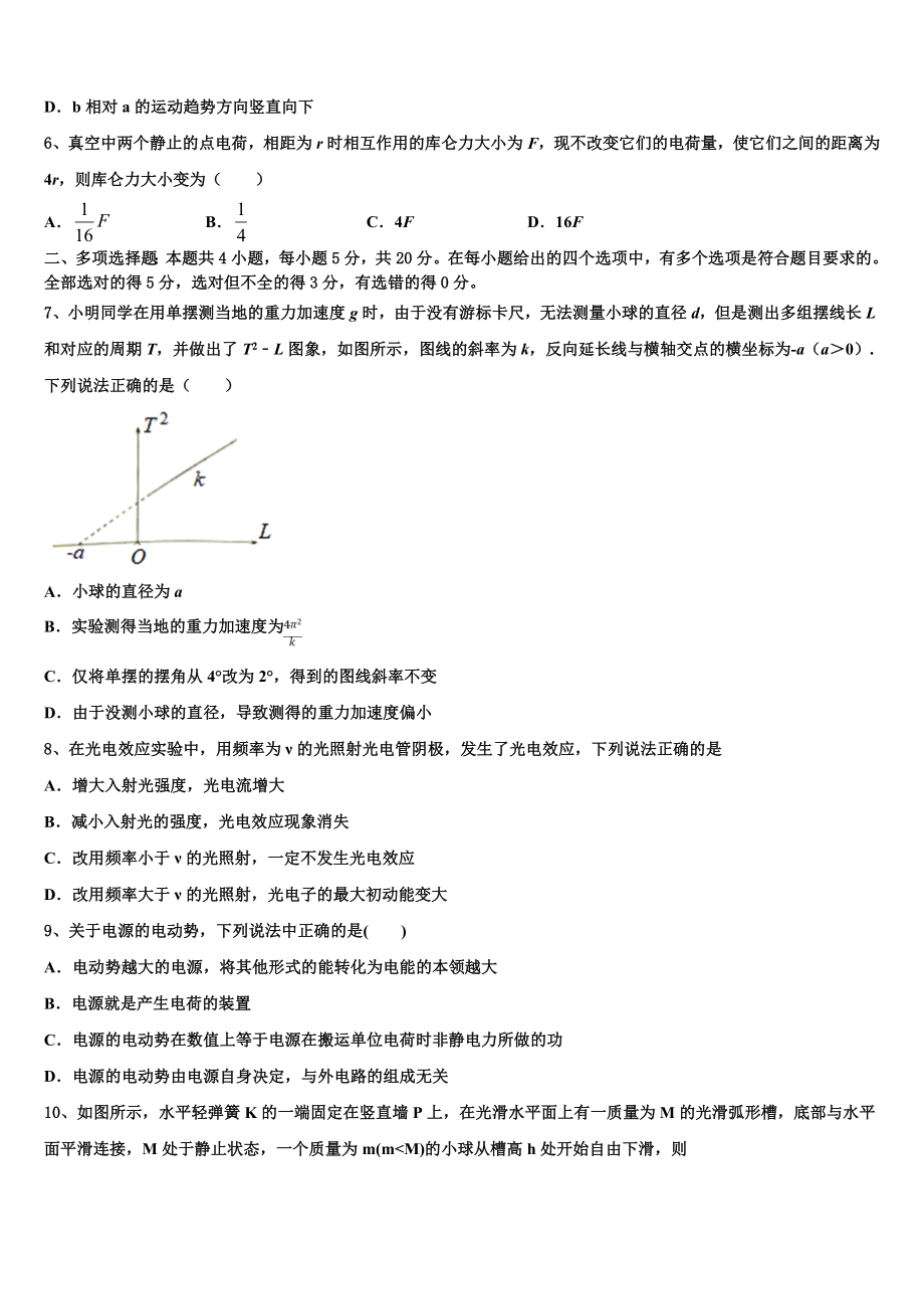 2023学年青海省湟川中学物理高二第二学期期末复习检测试题（含解析）.doc_第2页