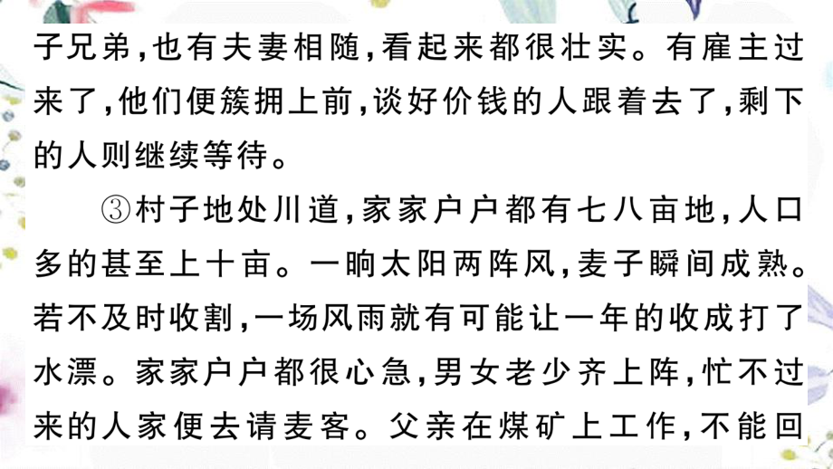 河北专版2023学年秋九年级语文上册期末复习专题八记叙文阅读作业课件（人教版）2.ppt_第3页