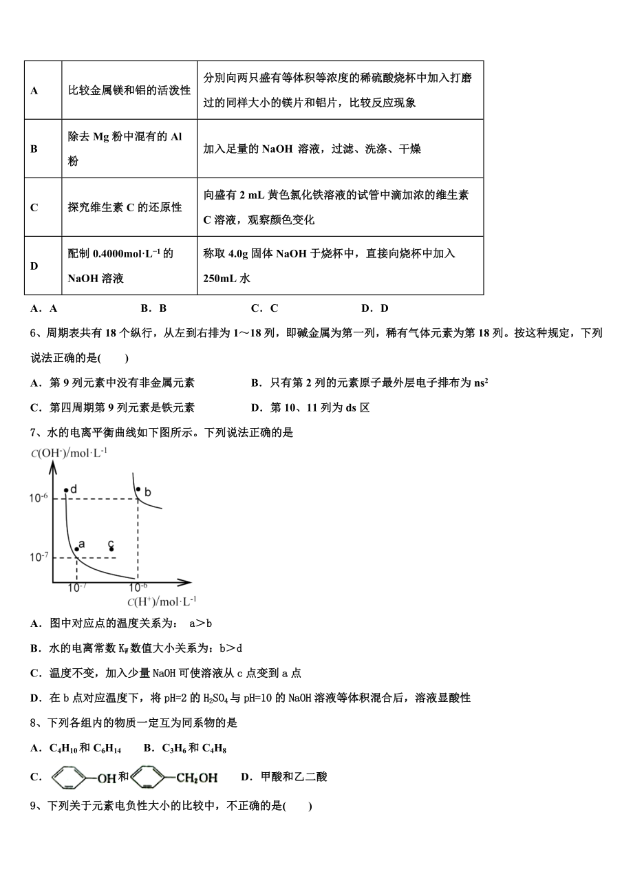 2023届河北省饶阳中学高二化学第二学期期末达标检测试题（含解析）.doc_第2页