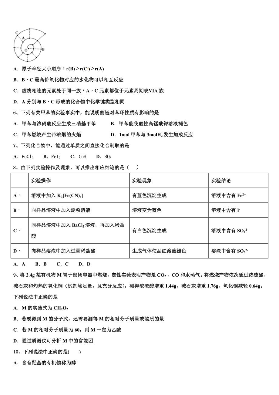 2023学年萍乡市重点中学化学高二下期末学业质量监测试题（含解析）.doc_第2页