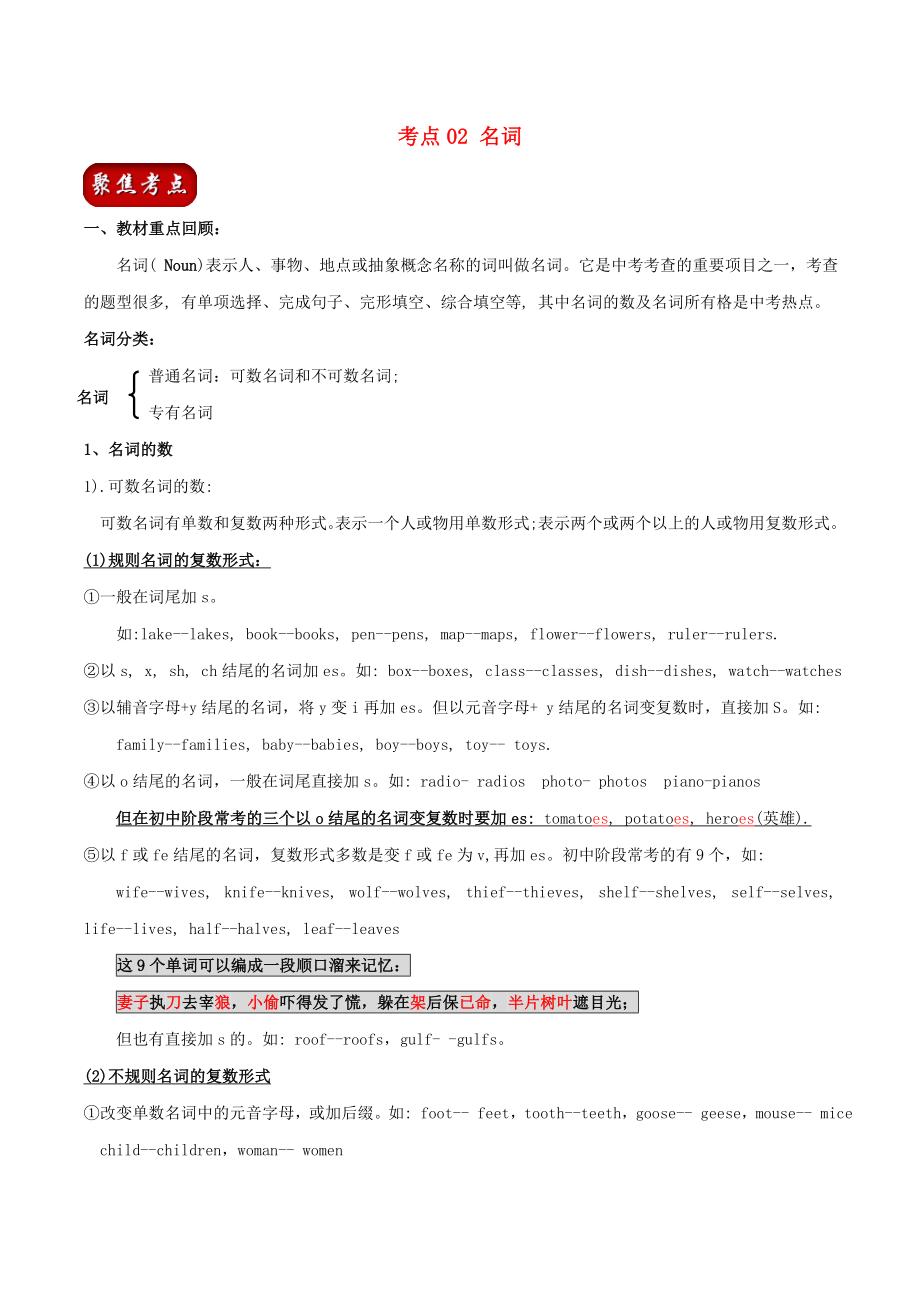 2023学年中考英语总动员考点02名词试题含解析.doc_第1页