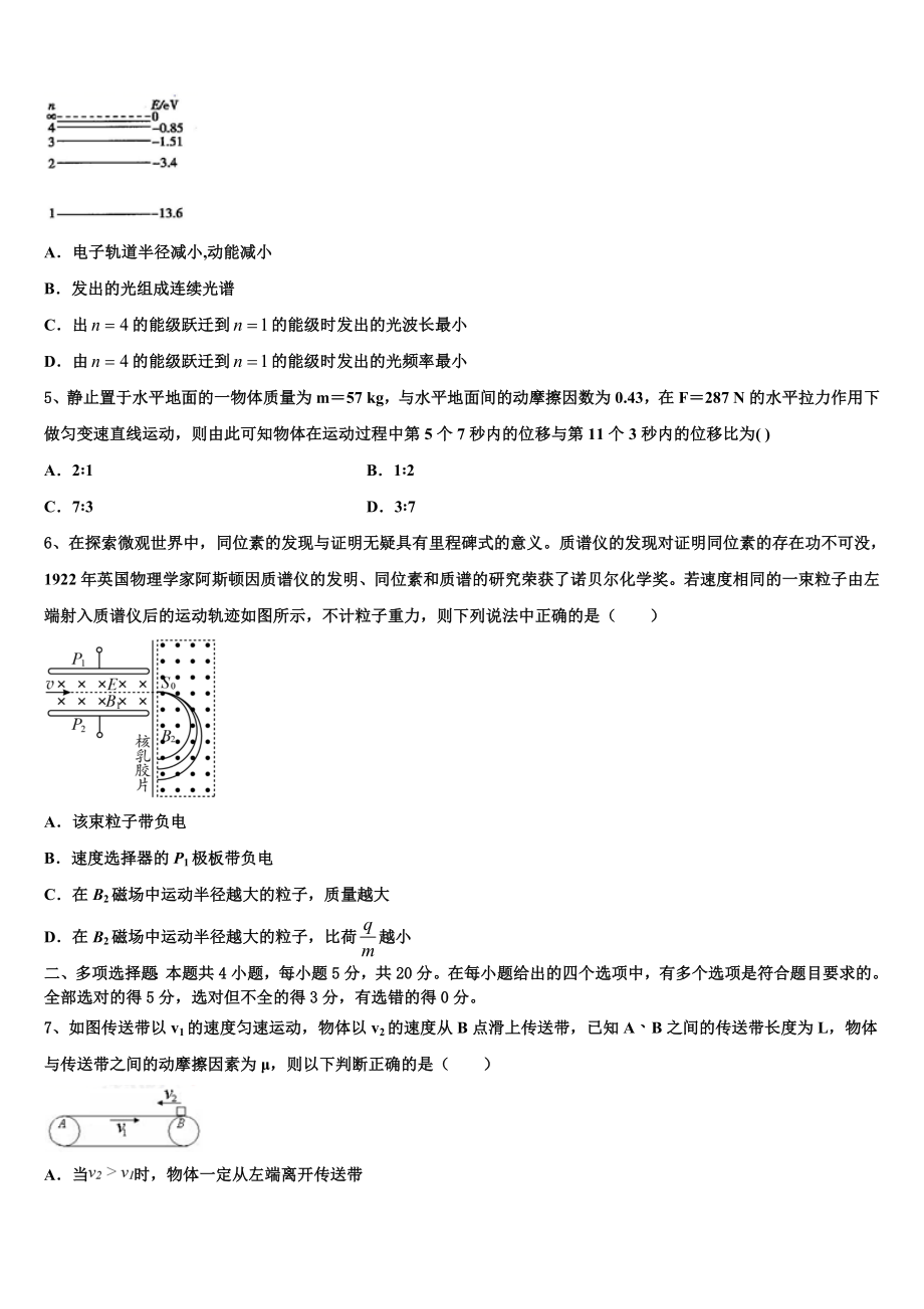 2023学年湖南省衡阳市衡阳县第四中学高二物理第二学期期末学业水平测试模拟试题（含解析）.doc_第2页