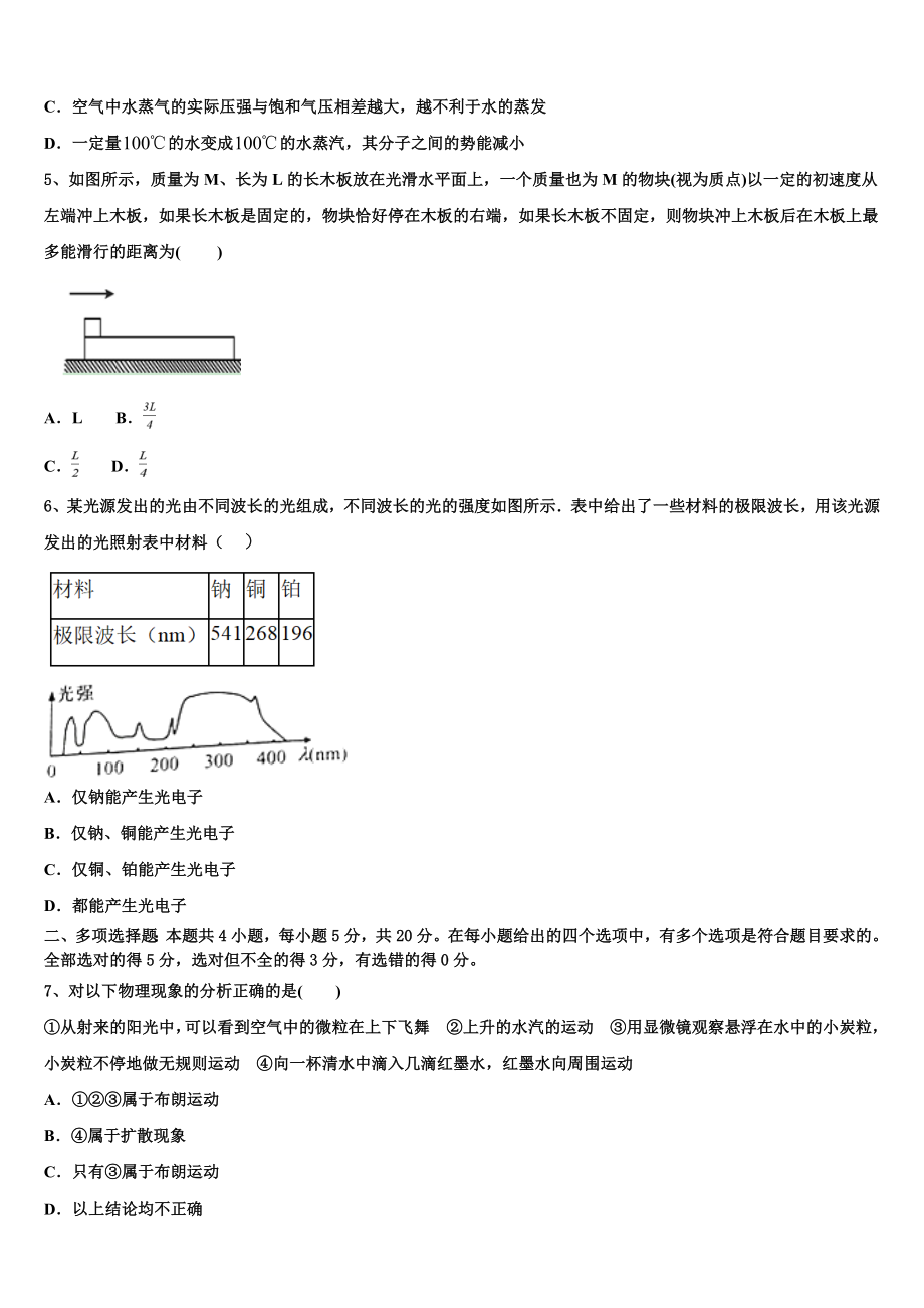 2023学年陕西省咸阳中学物理高二第二学期期末统考模拟试题（含解析）.doc_第2页