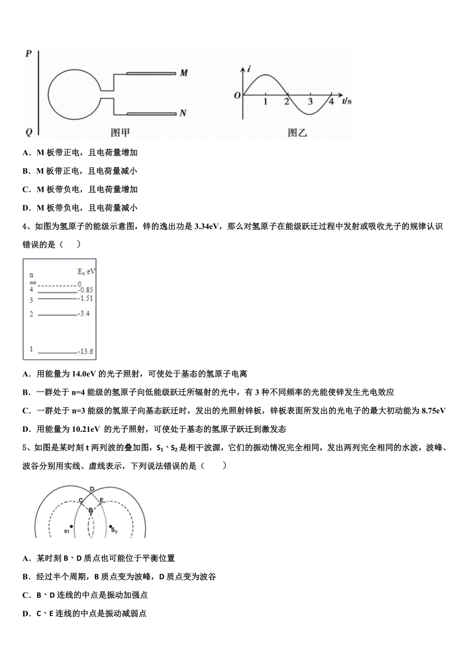 2023学年浙江省杭州八校联盟物理高二第二学期期末达标检测模拟试题（含解析）.doc_第2页