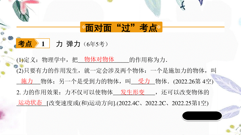 陕西省2023学年年中考物理一轮复习基醇点一遍过第八章力第九章力与运动命题点1力弹力重力摩擦力课件2.pptx_第3页