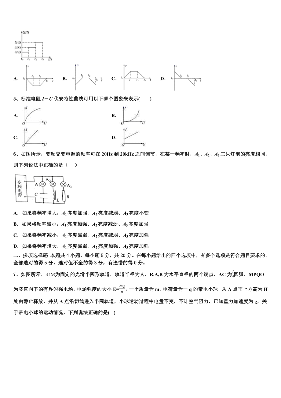 2023届吉林省榆树市第一高级中学物理高二下期末学业质量监测试题（含解析）.doc_第2页