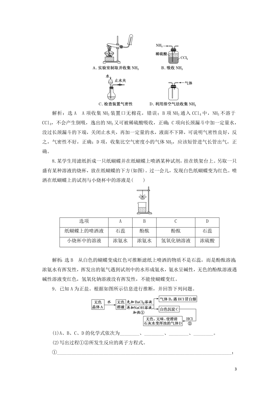 2023学年新教材高中化学课时跟踪检测五氨和铵盐（人教版）必修第二册.doc_第3页