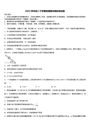 2023届浙江省绍兴鲁迅中学物理高二下期末复习检测模拟试题（含解析）.doc