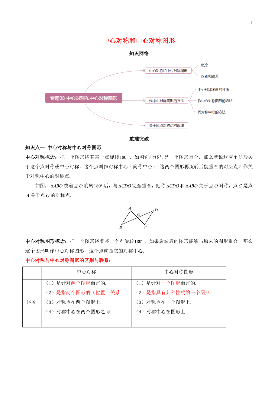 2023学年九年级数学上册期末考点大串讲中心对称和中心对称图形含解析新版（人教版）.docx_第1页