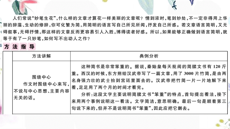 2023学年春七年级语文下册第六单元写作指导语言简明习题课件（人教版）2.pptx_第2页