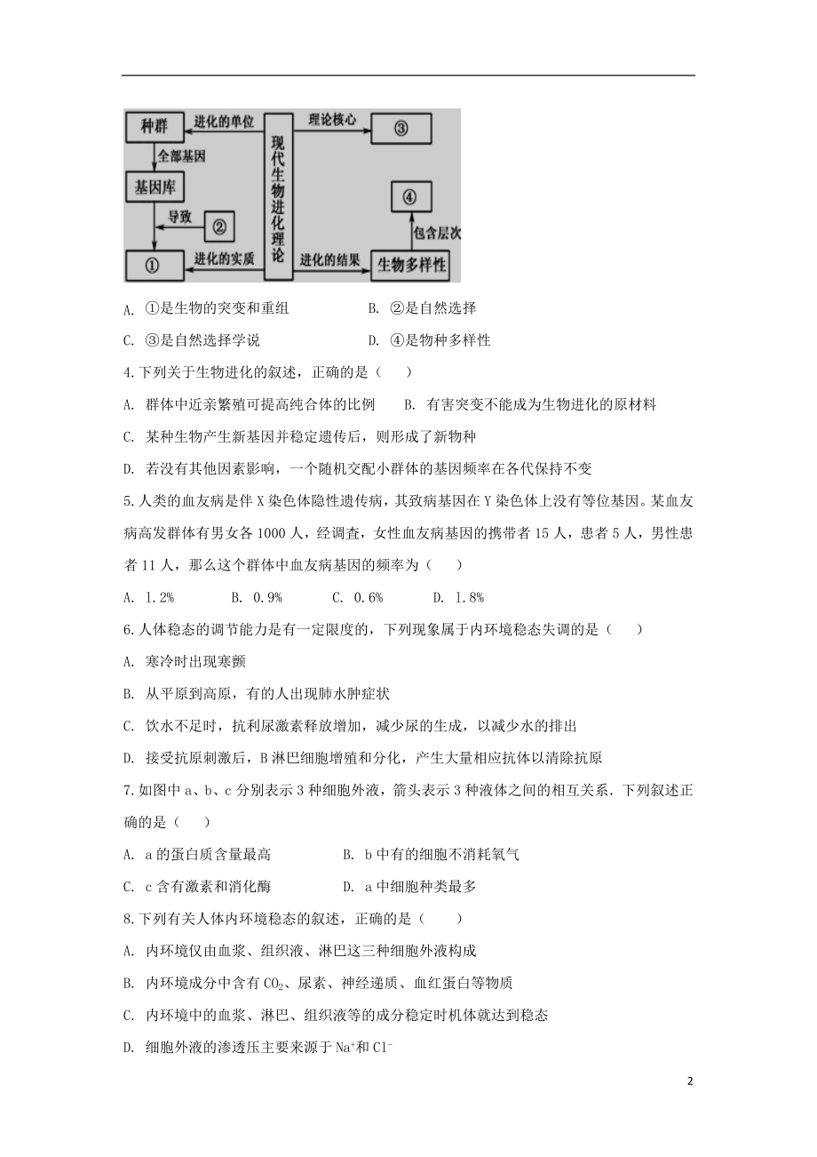 内蒙古包钢一中2023学年高二生物上学期期中试题.doc_第2页