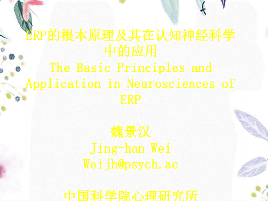 2023年ERP基本原理及其在认知神经科学中的应用（教学课件）.ppt_第1页