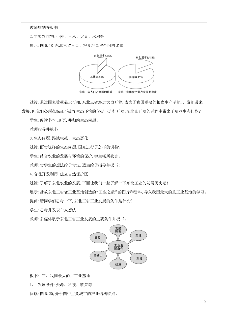 2023学年八年级地理下册6.2白山黑水东北三漱从北大荒到北大仓我国最大的重工业基地教案新版（人教版）.doc_第2页