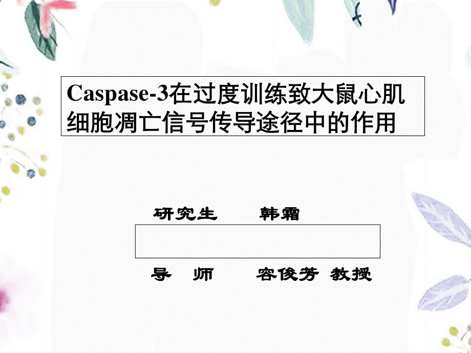 2023年Caspase在过度训练至大鼠心肌细胞凋亡信号传导途径中的作用（教学课件）.ppt_第1页