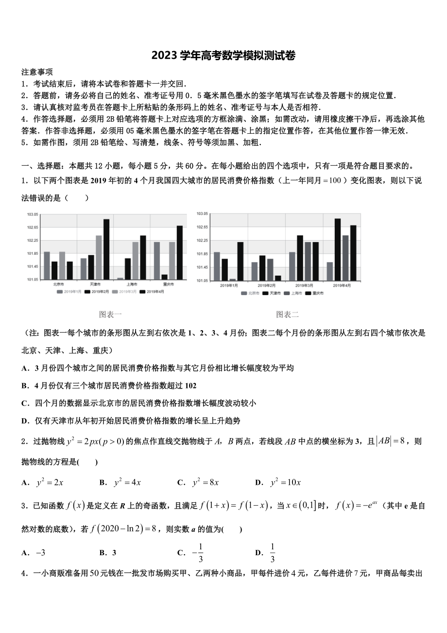 北京市首师附2023学年高三最后一模数学试题（含解析）.doc_第1页