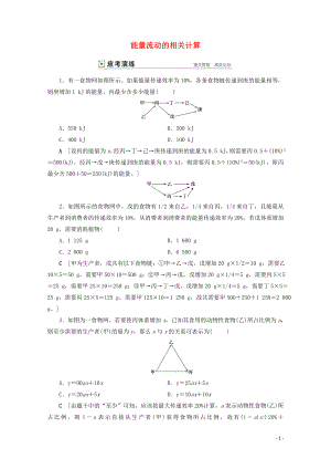 2023学年高考生物一轮复习第九单元生物与环境复习提升课14能量流动的相关计算演练含解析.doc