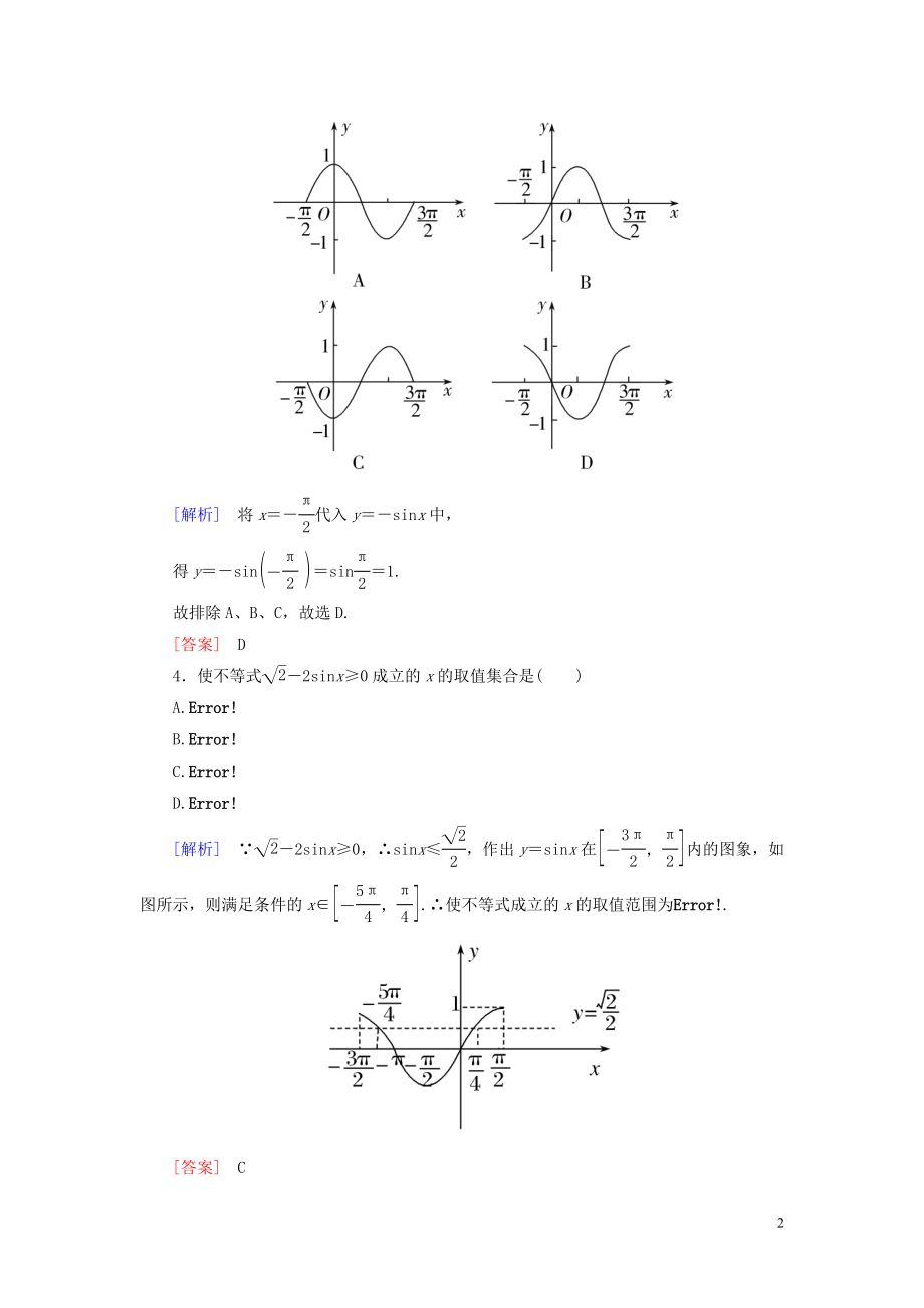 2023学年新教材高中数学课后作业43正弦函数余弦函数的图象新人教A版必修第一册.doc_第2页