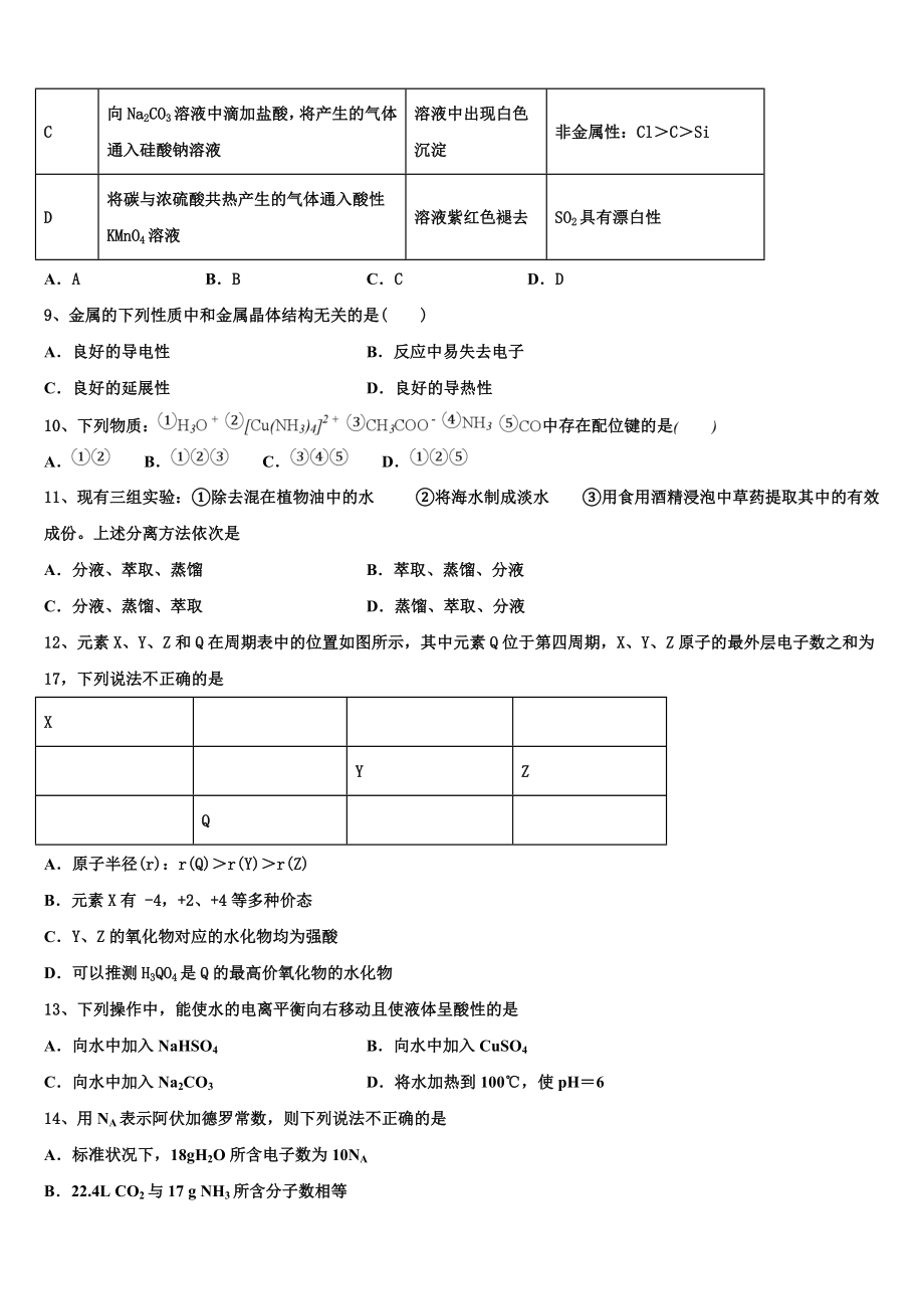 2023学年湖南省攸县第一中学高二化学第二学期期末学业水平测试试题（含解析）.doc_第3页