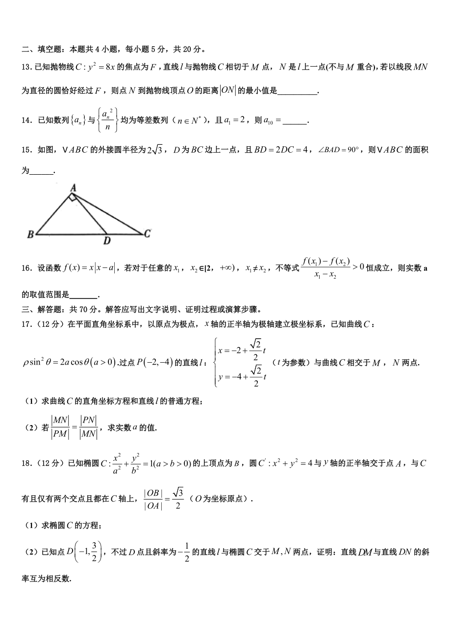 云南省元江县民族中学2023学年高考数学全真模拟密押卷（含解析）.doc_第3页