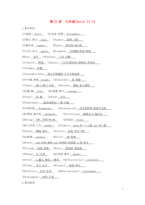 2023学年中考英语总复习知识点梳理第21讲九全Units11_12试题.docx