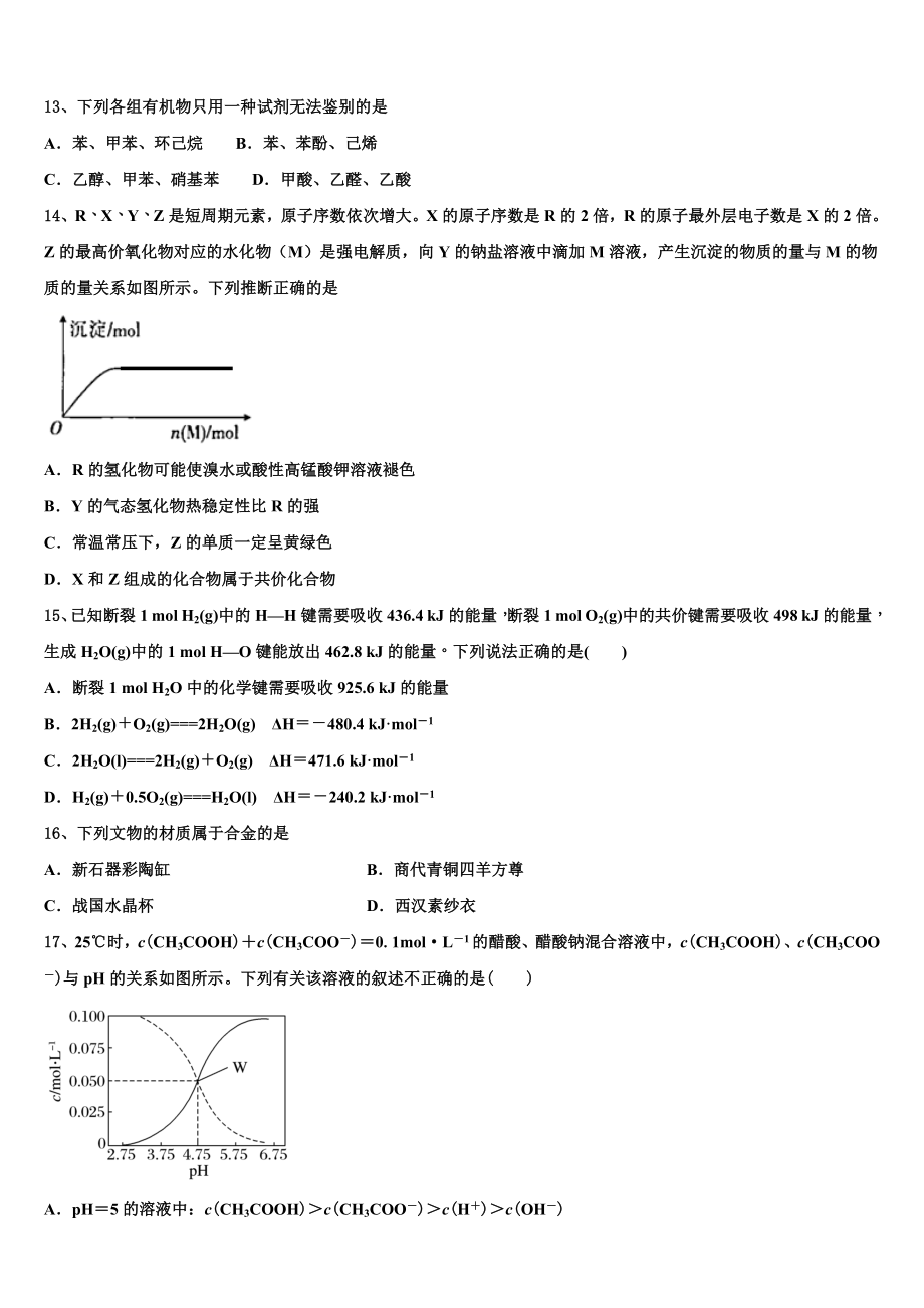 2023学年西安交通大学附属中学化学高二第二学期期末学业质量监测试题（含解析）.doc_第3页