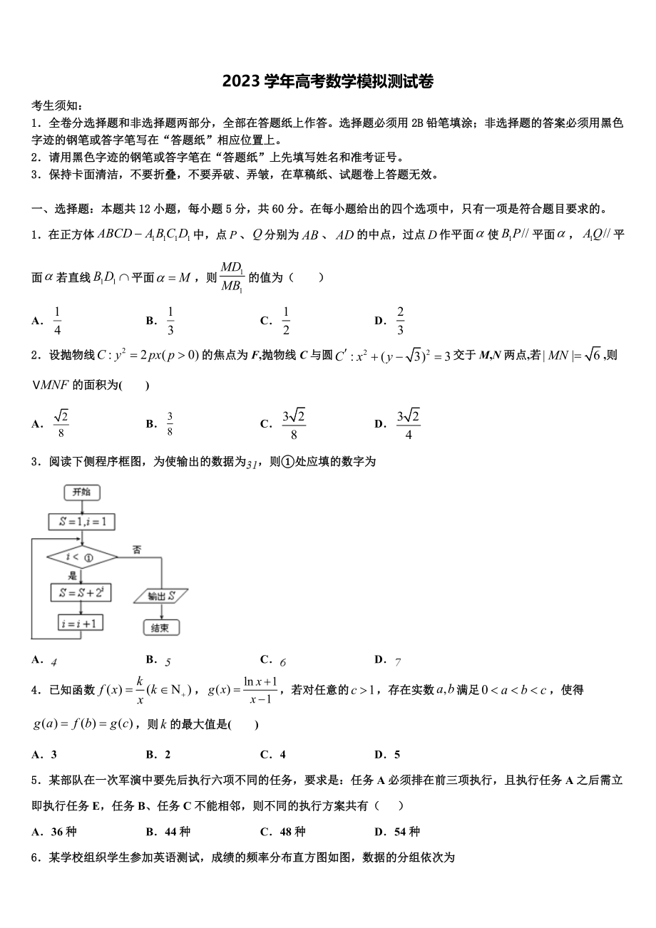 2023届海南省临高县新盈中学高考仿真卷数学试题（含解析）.doc_第1页